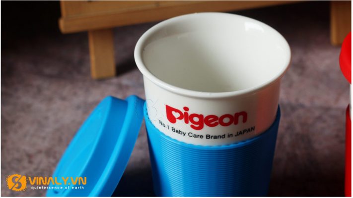 Ly sứ nắp Silicon In logo Pigeon