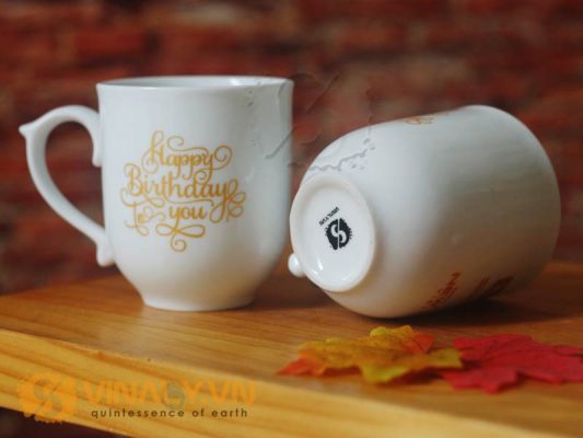 Ly sứ trắng bầu quai kiểu
