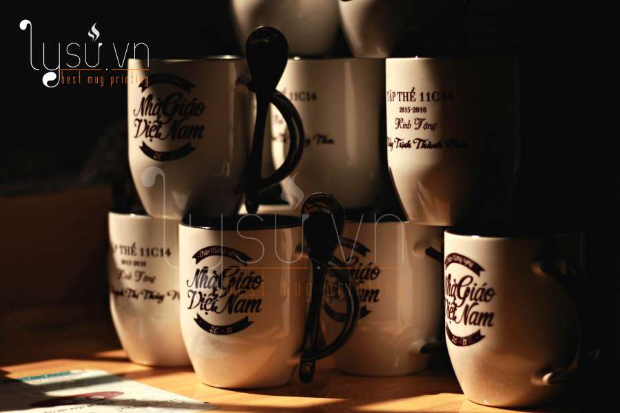 Ly cốc - Ly sứ Vinaly - Ly sứ trắng In hình, in logo làm quà tặng dễ thương