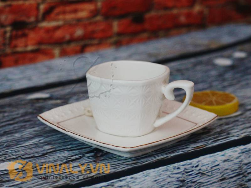 Ly sứ cafe espresso đáy vuông