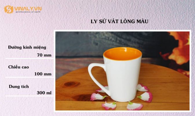 Kích thước ly sứ vát lòng màu