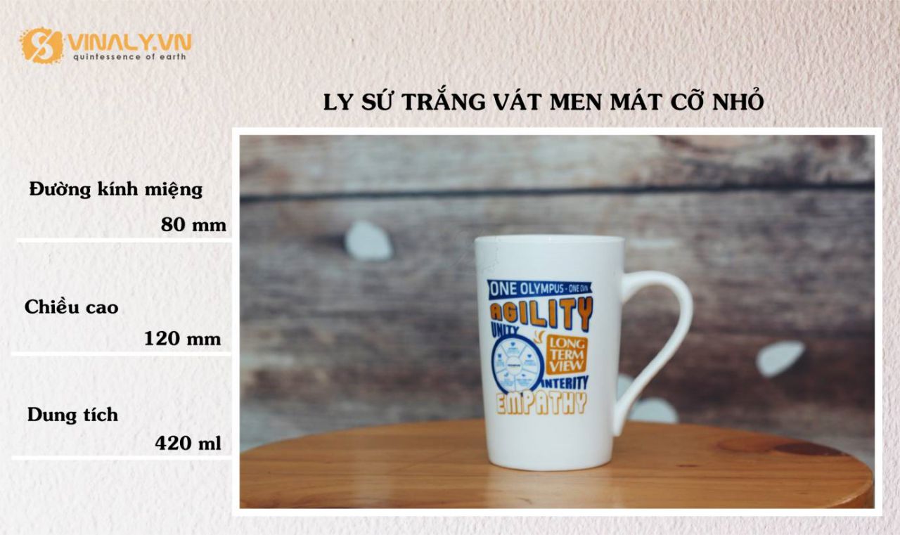 Kích thước của ly sứ vát men mát 420ml