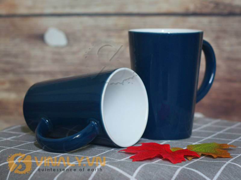 Ly sứ cafe truyền thống men màu vát cao