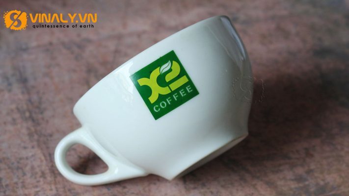 Ly sứ cafe Capuchino in logo X2 Coffee