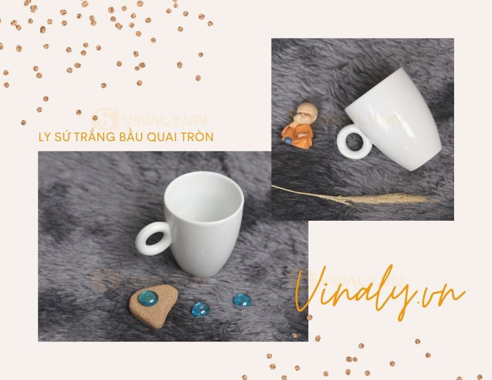 LY GỐM SỨ TRẮNG BẦU QUAI TRÒN - CHIẾT KHẤU SỐ LƯỢNG LỚN LY GOM SU TRANG BAU QUAI TRON CHIET KHAU SO LUONG LON 2 of 13