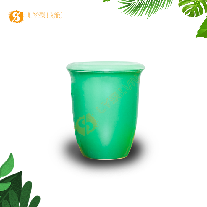 Ly sứ bầu men nhám có nắp mặt giữa Ly sứ bầu men nhám có nắp mặt giữa