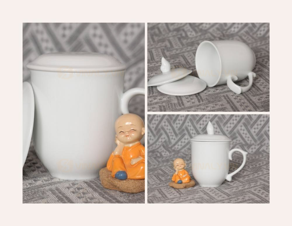 LY SỨ CÓ NẮP ĐẬY CAO CẤP- TRẮNG BẦU QUAI KIỂU LY SỨ CÓ NẮP ĐẬY CAO CẤP- TRẮNG BẦU QUAI KIỂU
